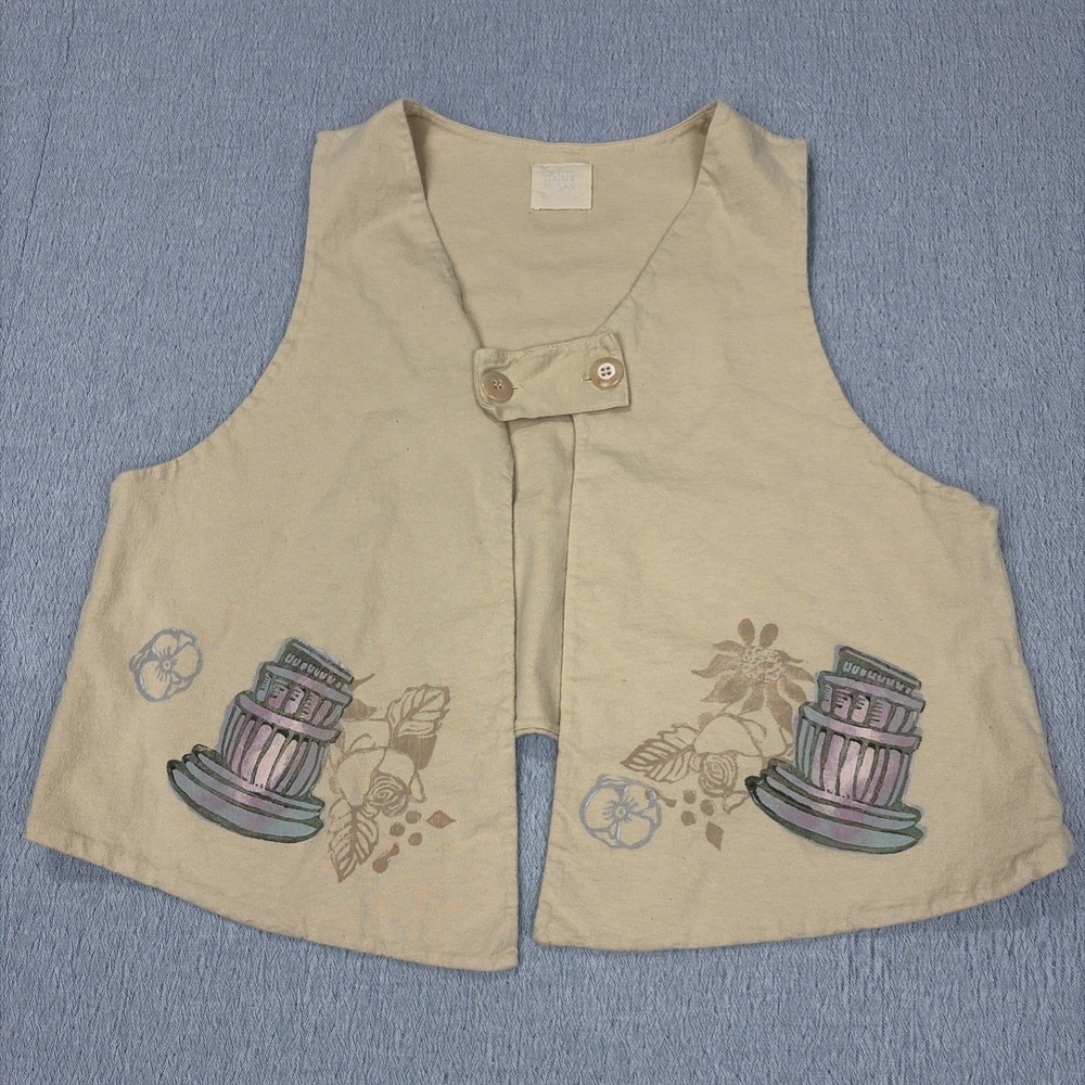 Vtg. BLUE FISH Hand Painted Floral Print Art to‎ Wear